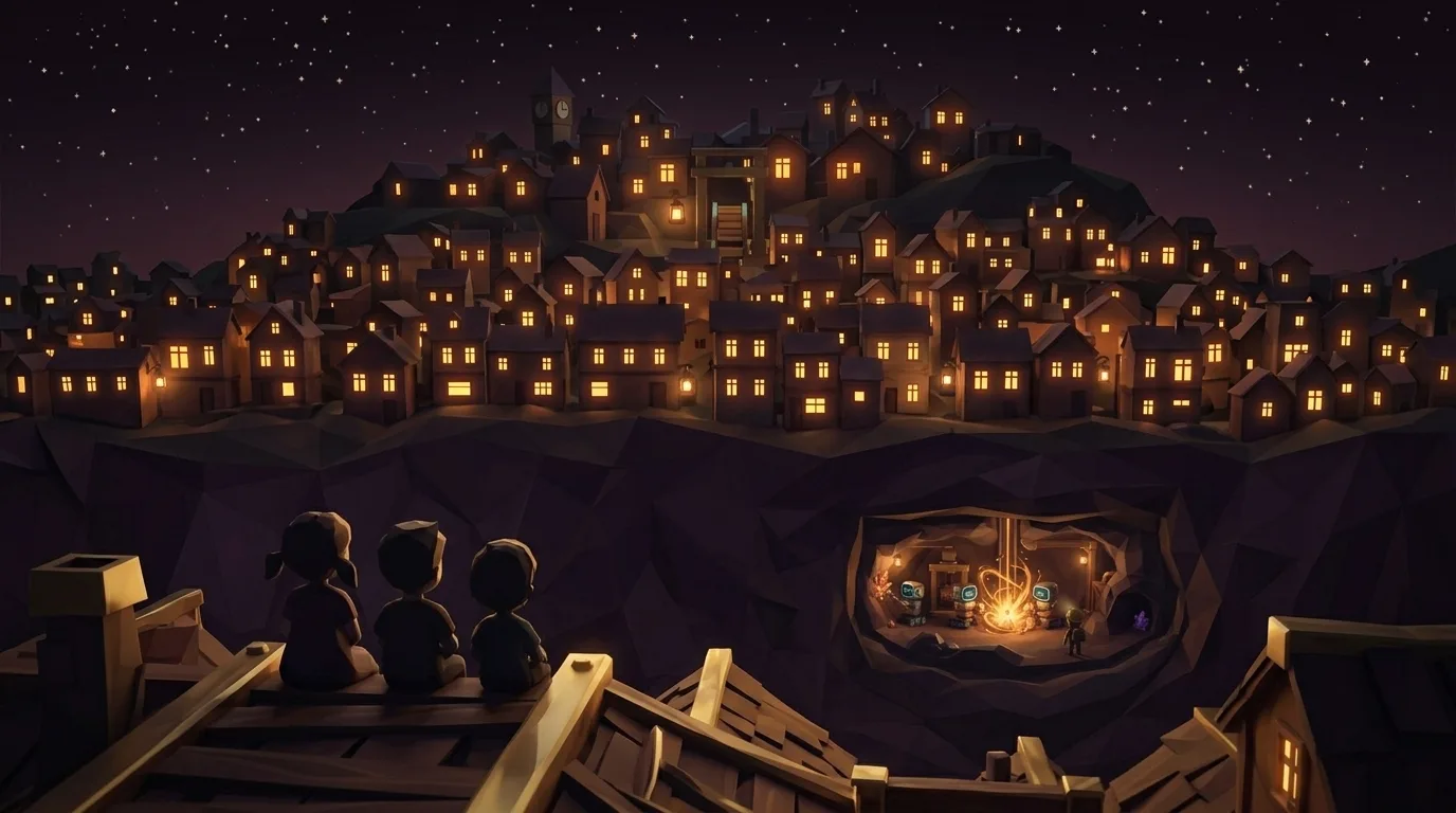 Alba, la ciudad de la superficie, iluminada por el Lumen